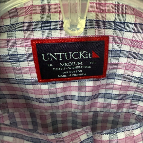 UNTUCKit Men's Slim Fit Check Long Sleeve Button-Up Shirt Men’s Size Medium - Picture 5 of 5